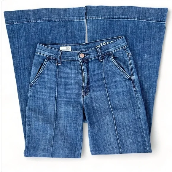 Authentic Gap 1969 Mid-Weight High Rise Trouser Jesns Women’s Size 2/26 - Picture 3 of 11